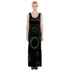 Green Buubles Pattern Maxi Thigh Split Dress