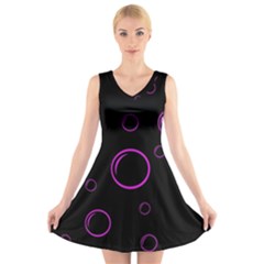 Purple Bubbles  V-neck Sleeveless Skater Dress