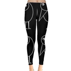 Black And White Birds Leggings  by Valentinaart