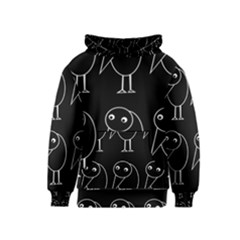 Black And White Birds Kids  Pullover Hoodie by Valentinaart