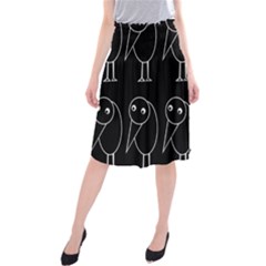 Black And White Birds Midi Beach Skirt