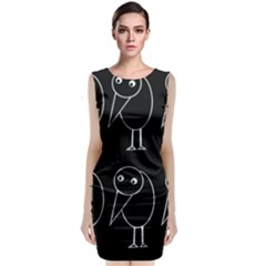 Black And White Birds Classic Sleeveless Midi Dress