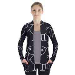 Black And White Birds Women s Open Front Pockets Cardigan(p194) by Valentinaart