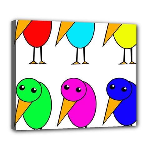 Colorful Birds Deluxe Canvas 24  X 20   by Valentinaart