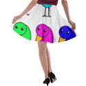 Colorful birds A-line Skater Skirt View2