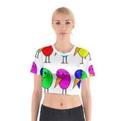 Colorful Birds Cotton Crop Top