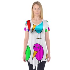 Colorful Birds Short Sleeve Tunic 