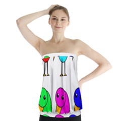 Colorful Birds Strapless Top