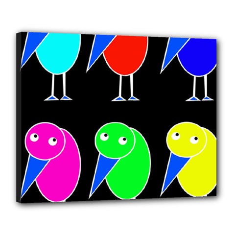 Colorful Birds Canvas 20  X 16  by Valentinaart