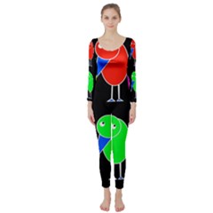 Colorful Birds Long Sleeve Catsuit by Valentinaart