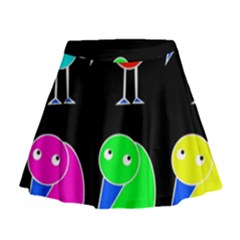 Colorful Birds Mini Flare Skirt by Valentinaart