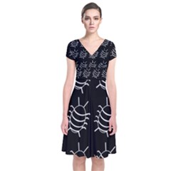 Bugs Pattern Short Sleeve Front Wrap Dress