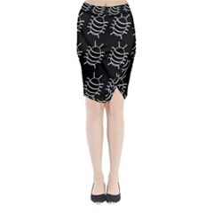 Bugs Pattern Midi Wrap Pencil Skirt