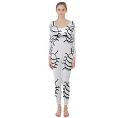 White bug pattern Long Sleeve Catsuit