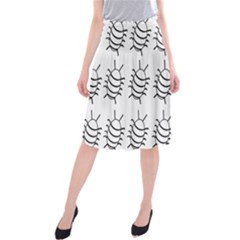 White Bug Pattern Midi Beach Skirt