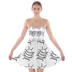 White Bug Pattern Strapless Dresses