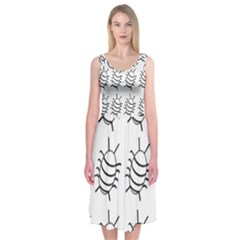 White Bug Pattern Midi Sleeveless Dress by Valentinaart