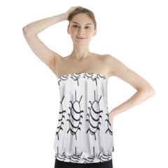 White bug pattern Strapless Top