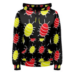 Red And Yellow Bugs Pattern Women s Pullover Hoodie by Valentinaart