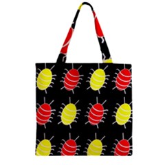 Red And Yellow Bugs Pattern Zipper Grocery Tote Bag by Valentinaart