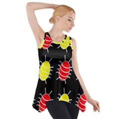 Red And Yellow Bugs Pattern Side Drop Tank Tunic