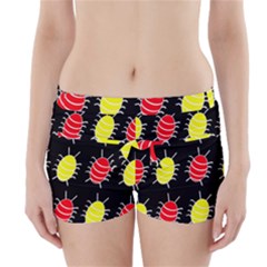 Red And Yellow Bugs Pattern Boyleg Bikini Wrap Bottoms