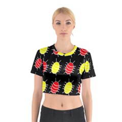 Red And Yellow Bugs Pattern Cotton Crop Top