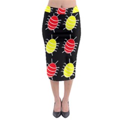 Red And Yellow Bugs Pattern Midi Pencil Skirt