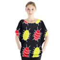 Red and yellow bugs pattern Blouse View1