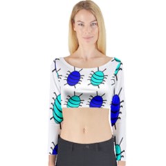 Blue Bugs Long Sleeve Crop Top by Valentinaart