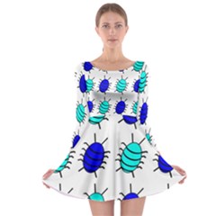 Blue Bugs Long Sleeve Skater Dress by Valentinaart