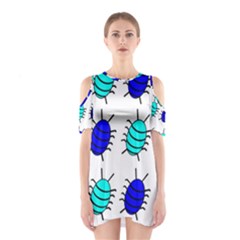 Blue Bugs Cutout Shoulder Dress by Valentinaart