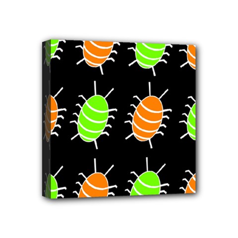 Green And Orange Bug Pattern Mini Canvas 4  X 4  by Valentinaart