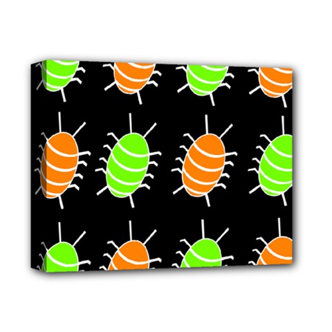 Green And Orange Bug Pattern Deluxe Canvas 14  X 11  by Valentinaart