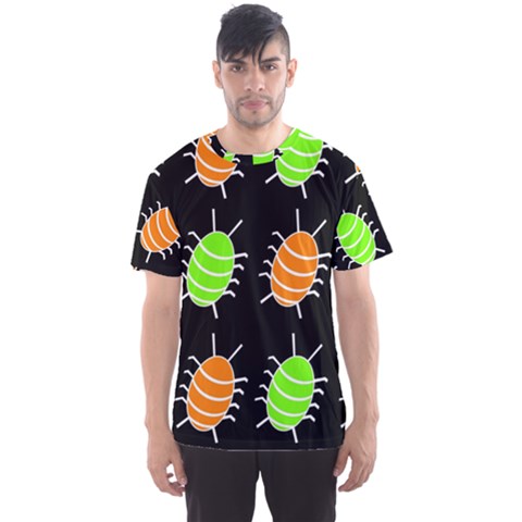 Green And Orange Bug Pattern Men s Sport Mesh Tee by Valentinaart