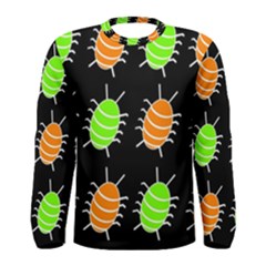 Green And Orange Bug Pattern Men s Long Sleeve Tee by Valentinaart