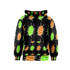 Green And Orange Bug Pattern Kids  Zipper Hoodie by Valentinaart