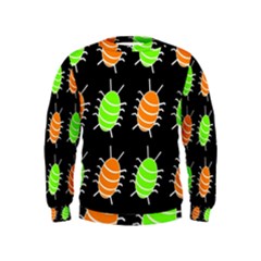 Green And Orange Bug Pattern Kids  Sweatshirt by Valentinaart