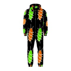 Green And Orange Bug Pattern Hooded Jumpsuit (kids) by Valentinaart