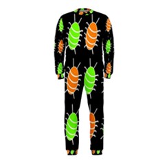 Green And Orange Bug Pattern Onepiece Jumpsuit (kids) by Valentinaart