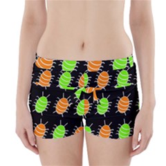 Green And Orange Bug Pattern Boyleg Bikini Wrap Bottoms by Valentinaart