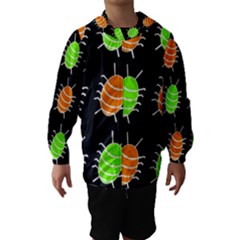 Green And Orange Bug Pattern Hooded Wind Breaker (kids) by Valentinaart