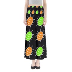 Green And Orange Bug Pattern Maxi Skirts