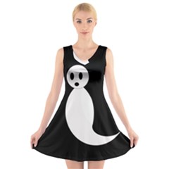 Ghost V-neck Sleeveless Skater Dress by Valentinaart