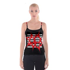 Red, Black And White Abstract Design Spaghetti Strap Top by Valentinaart