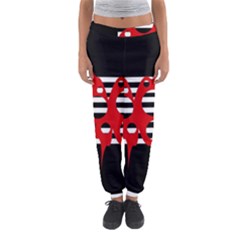 Red, Black And White Abstract Design Women s Jogger Sweatpants