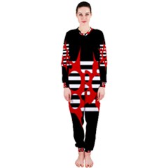 Red, Black And White Abstract Design Onepiece Jumpsuit (ladies)  by Valentinaart