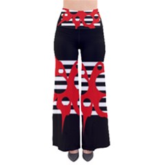 Red, Black And White Abstract Design Pants by Valentinaart