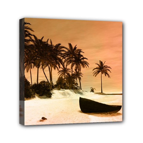 Wonderful Sunset Over The Beach, Tropcal Island Mini Canvas 6  X 6  by FantasyWorld7