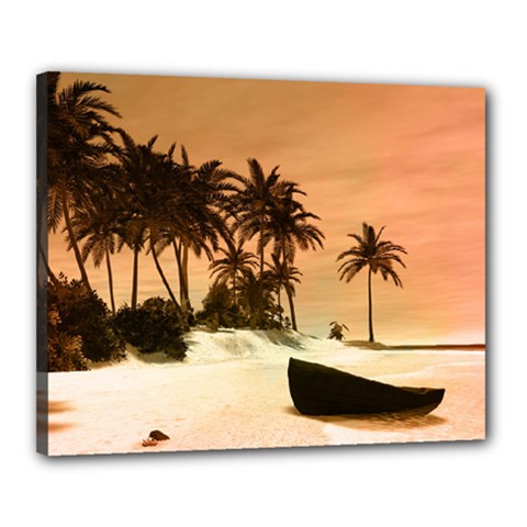 Wonderful Sunset Over The Beach, Tropcal Island Canvas 20  X 16  by FantasyWorld7